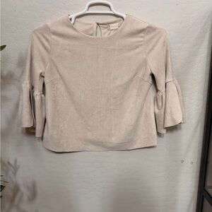 Altar'd State Soft Beige Bell-Sleeve Blouse